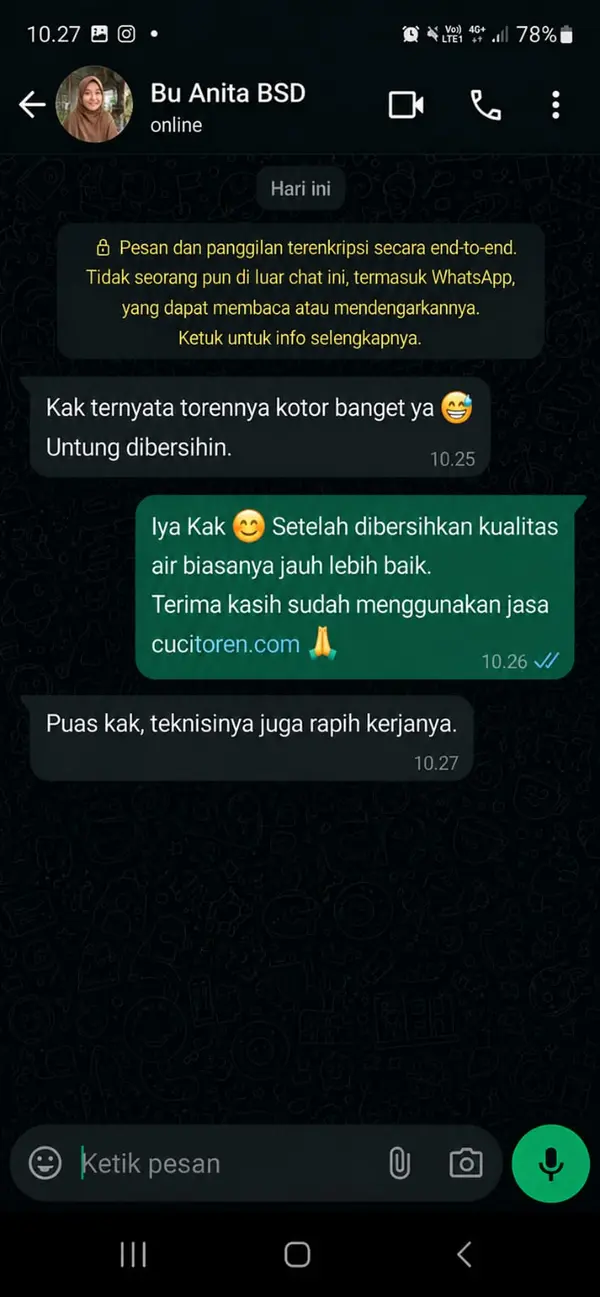 Testimoni Ibu Maya Depok - Filter Air CuciToren.com