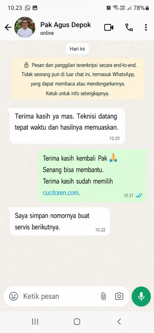 Testimoni Om Fajar Jakarta - Flushing Pipa CuciToren.com
