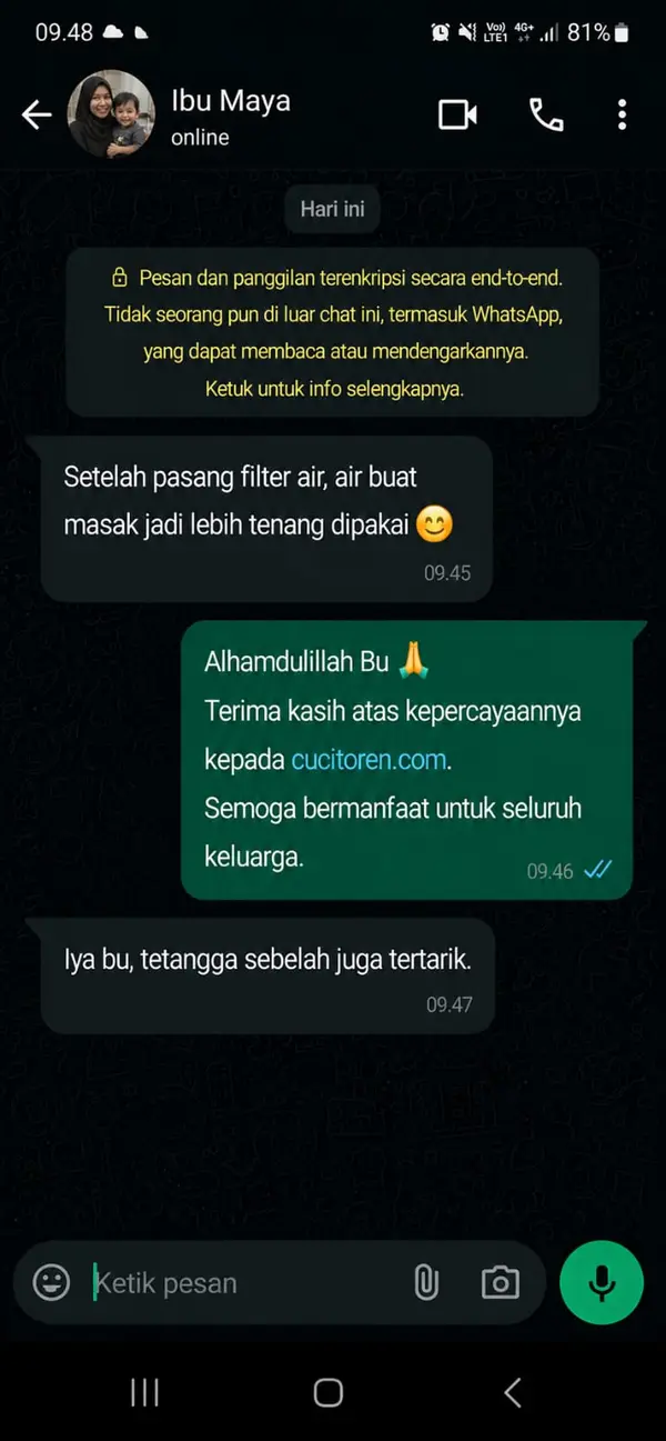 Testimoni Bu Anita BSD - Cuci Toren CuciToren.com